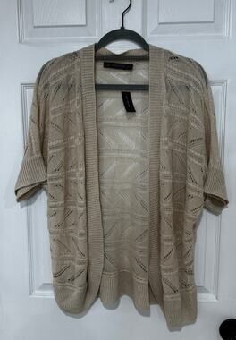 The Limited Outback Red 100% Linen Short Sleeve Open Knit Cardigan XL NWT